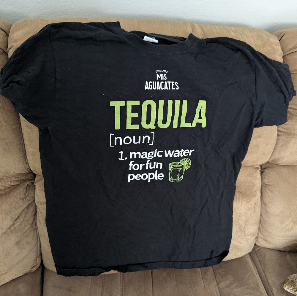 Black Graphic Tee with Tequila Print